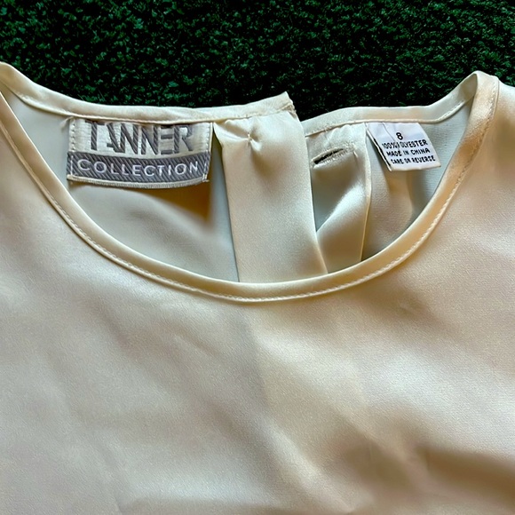 Vintage Polyester Cream Shirt with Front Pocket, Size 8 - Picture 2 of 5